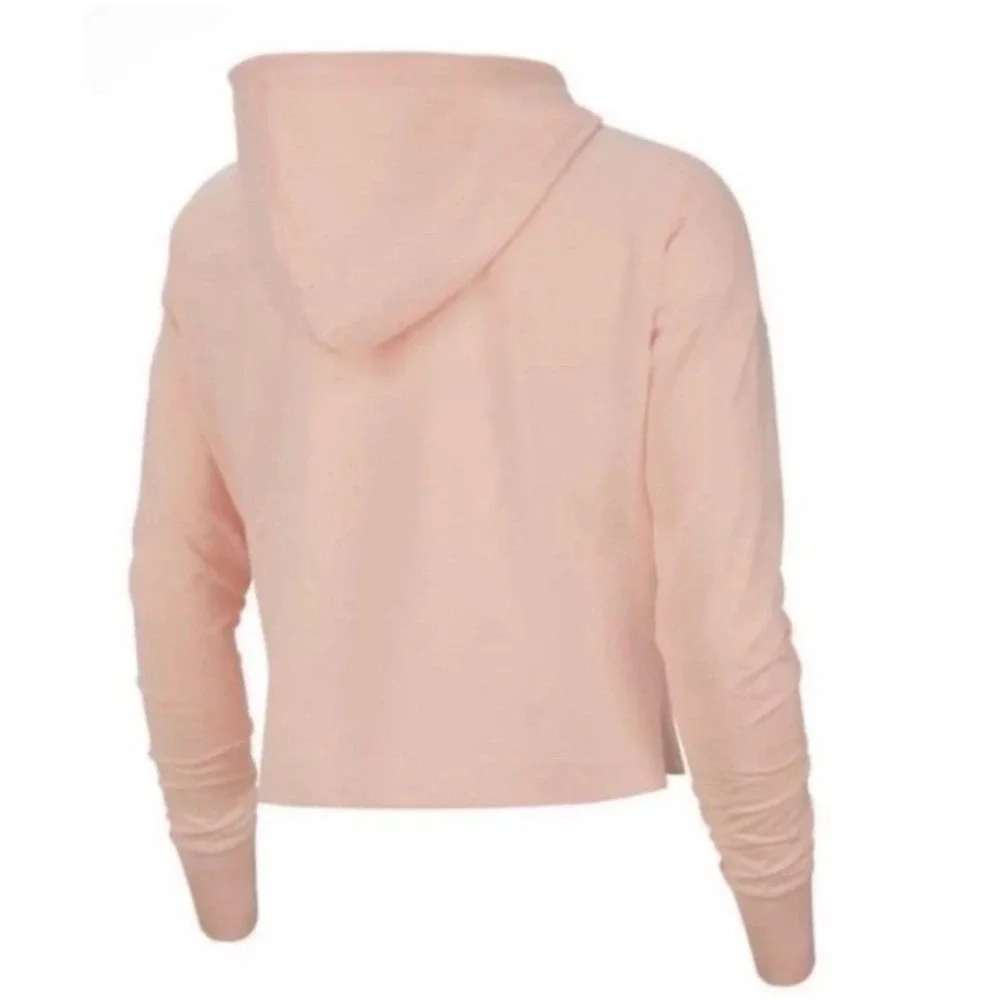 NWT Nike Yoga Hoodie Womens Jersey Cropped Long Sleeve Washed Coral Pink SIZE S